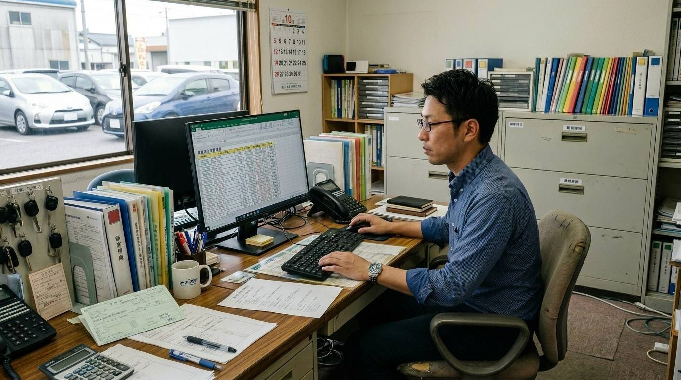 自社ローン向けGPS管理システムを複数比較検討している場面