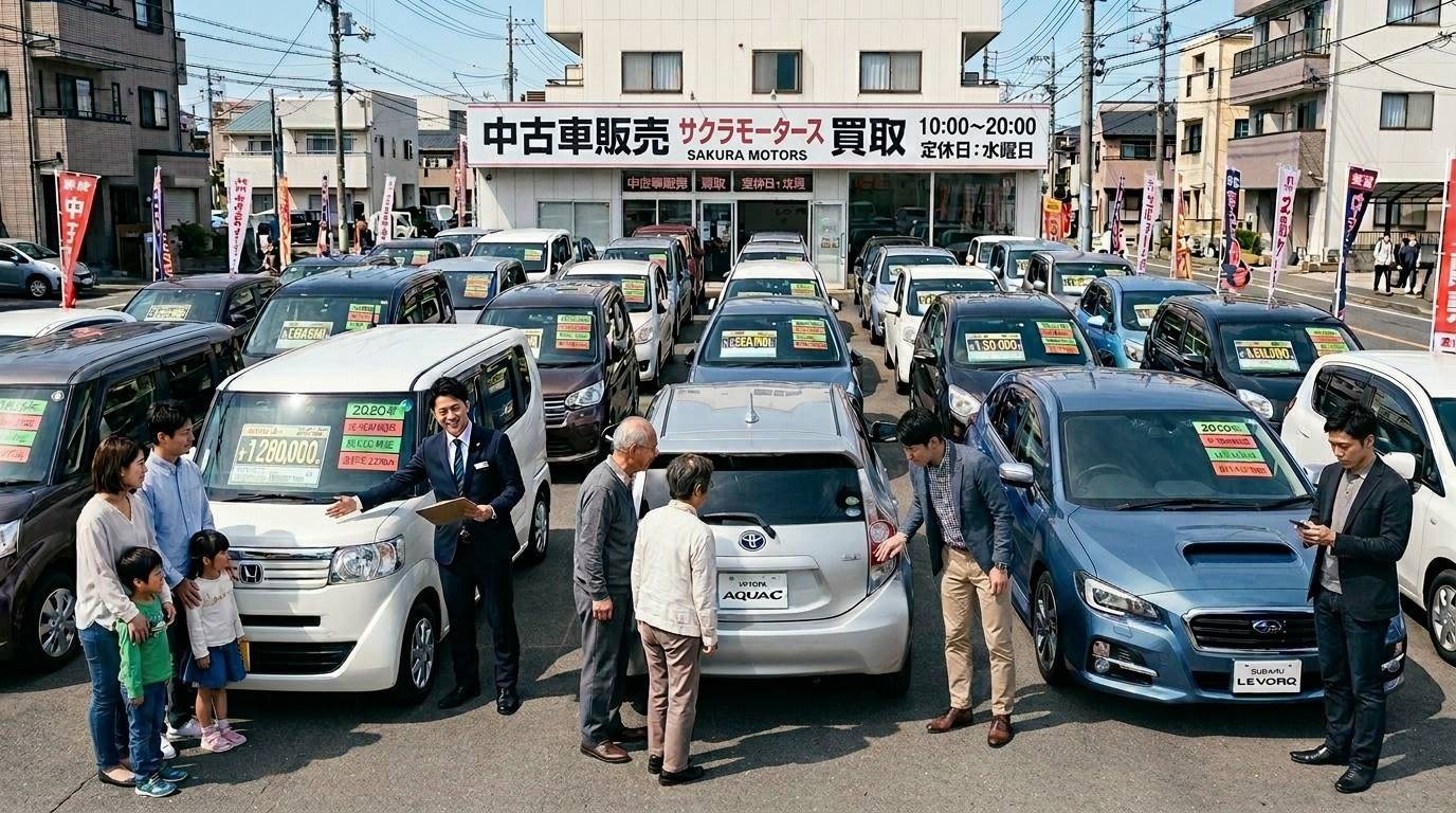 ローン審査に通らなかった顧客が自社ローンで車を購入できた場面