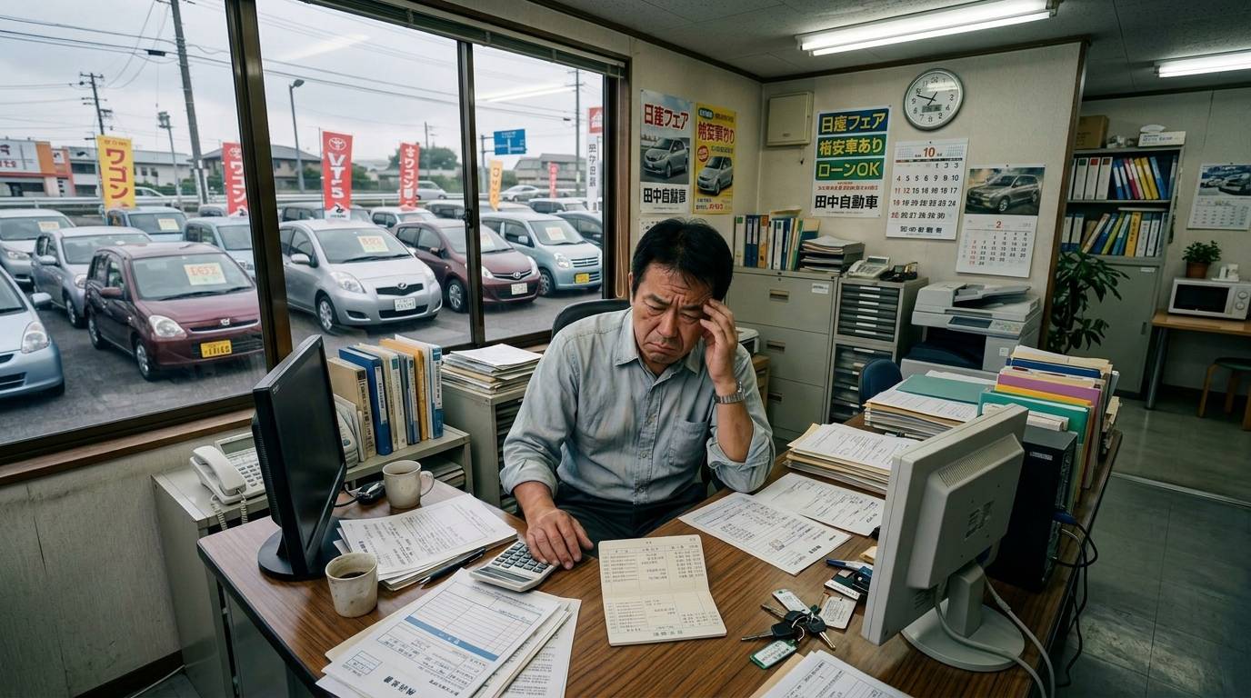 自社ローンの売掛債権管理台帳を管理しているスタッフの場面