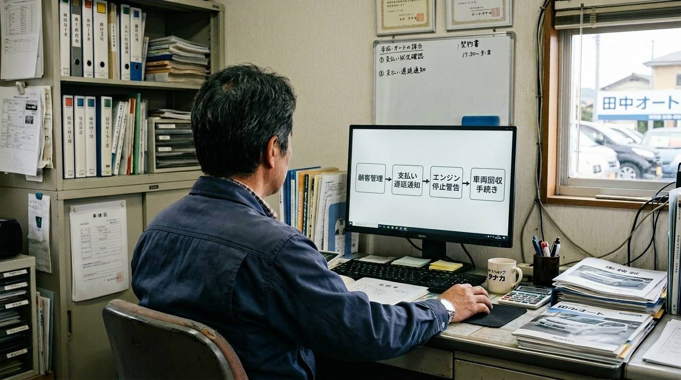 自社ローン債権の資金化のフローを学んでいる様子