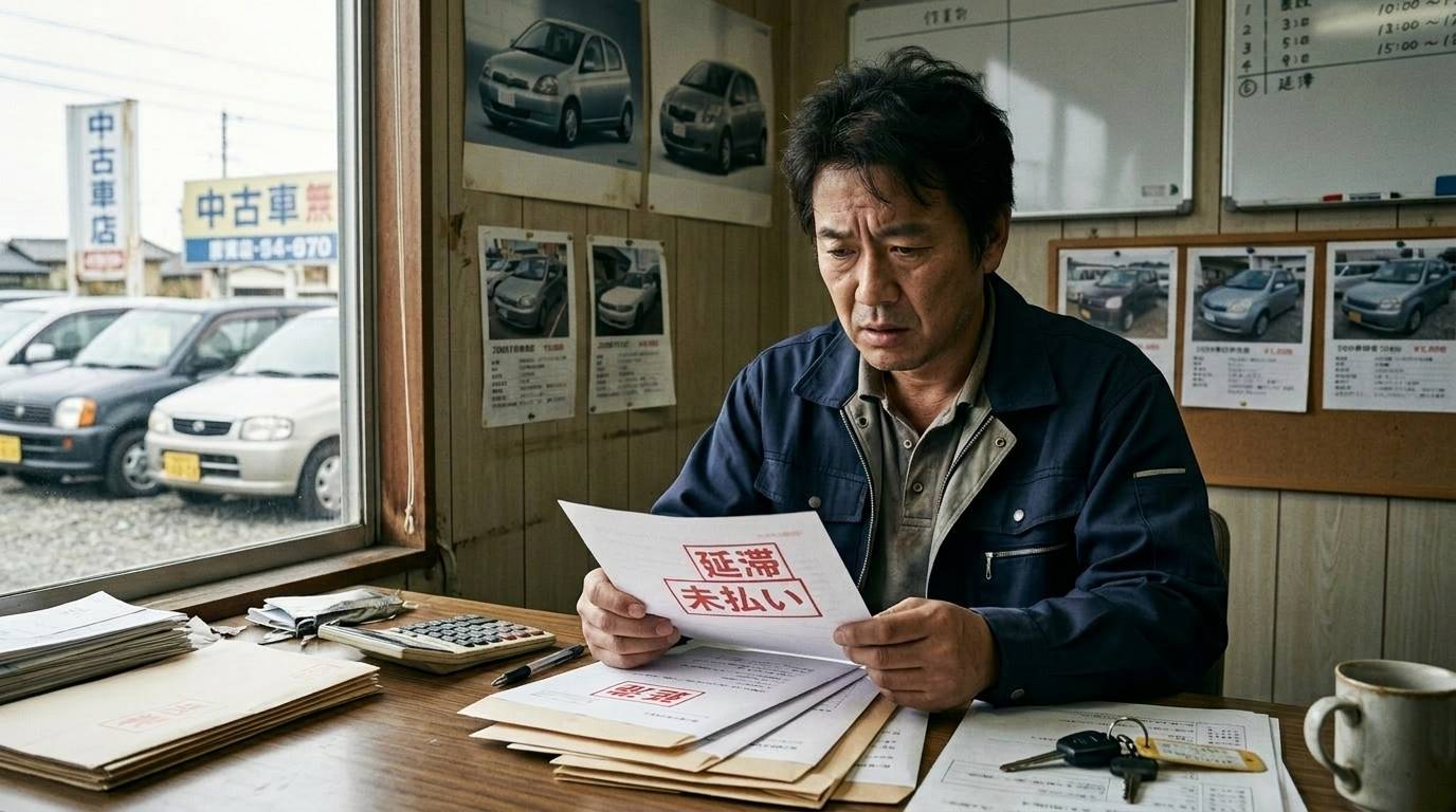 自社ローンの支払い滞納が発生した場面を示すイメージ