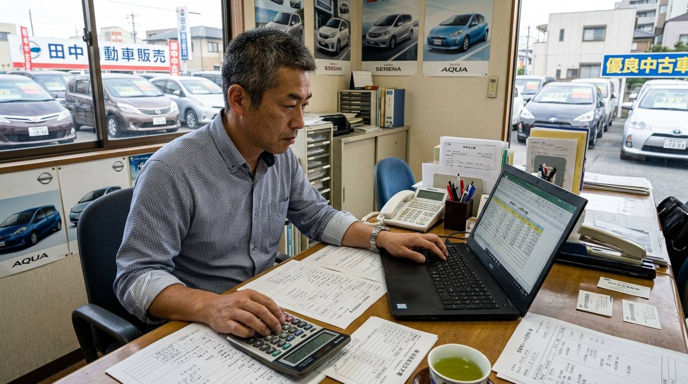 自社ローンの分割払い条件を計算している場面