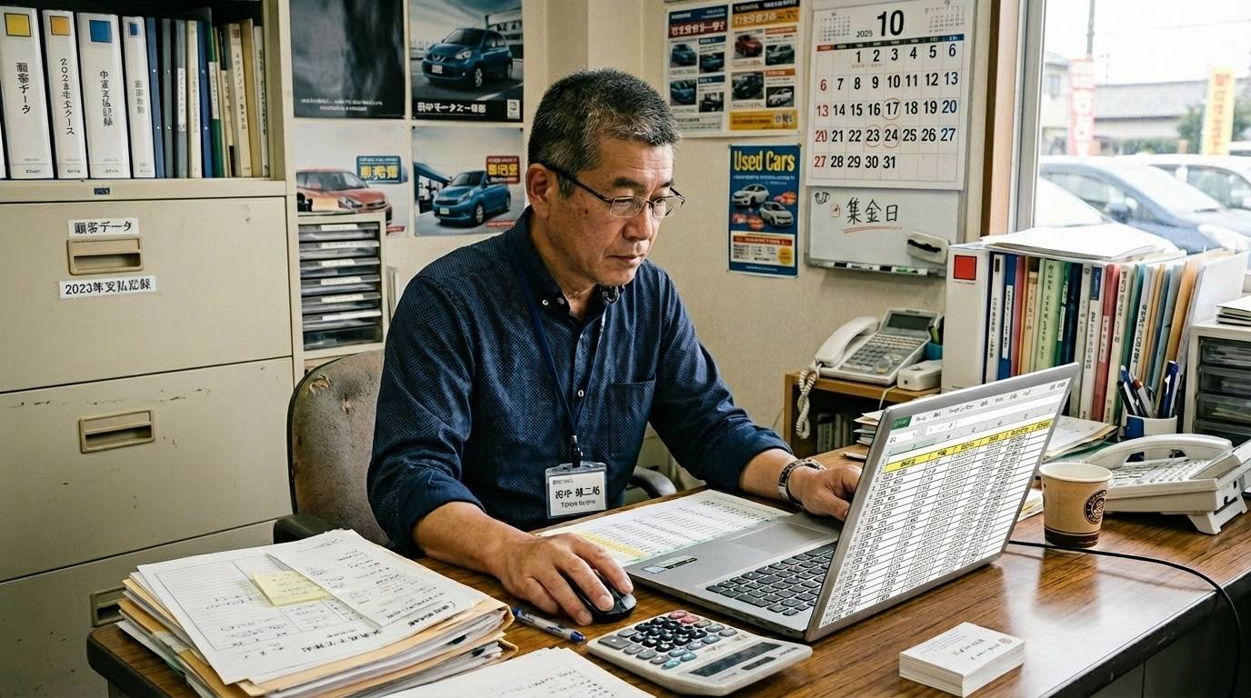 複数の顧客の支払い状況を管理している場面