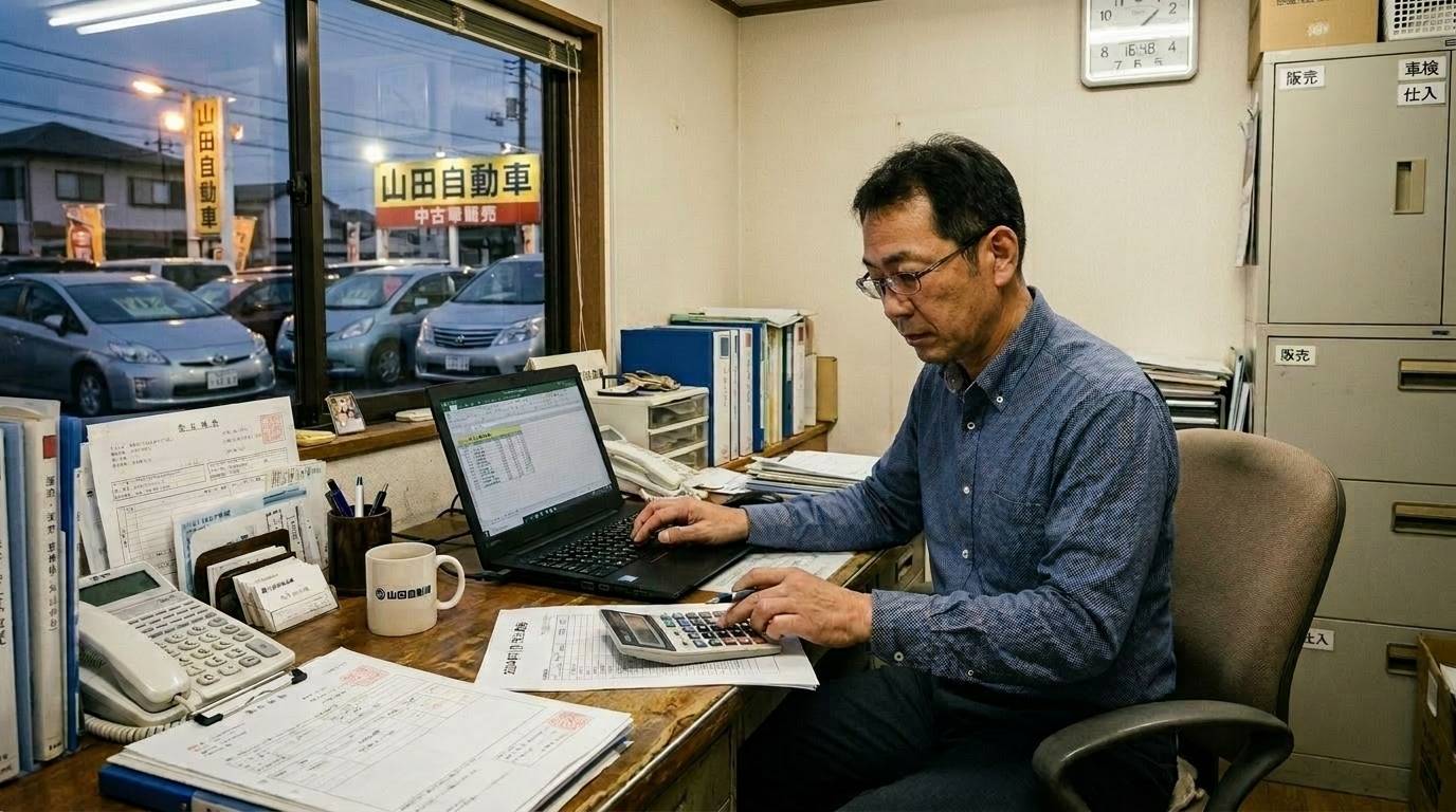 中古車販売業界の価格競争を示す市場環境のイメージ